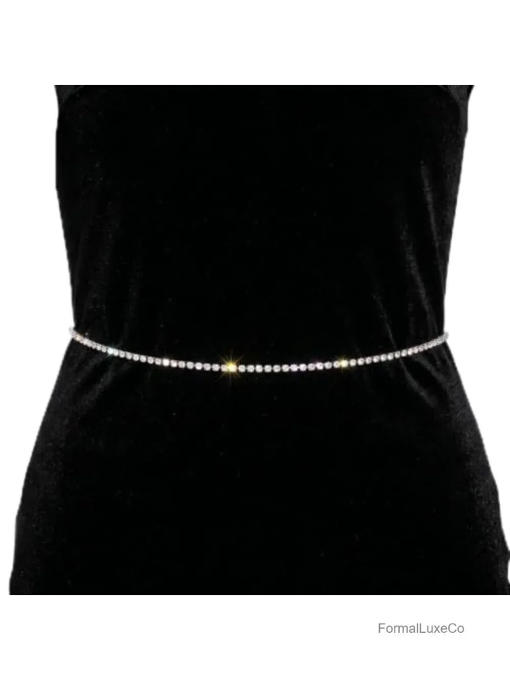 Rhinestone Chain Belt for Women Crystal Waist Chain Glitter Silver Body Jewelry